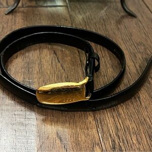 Gucci Black Belt with Gold Accent